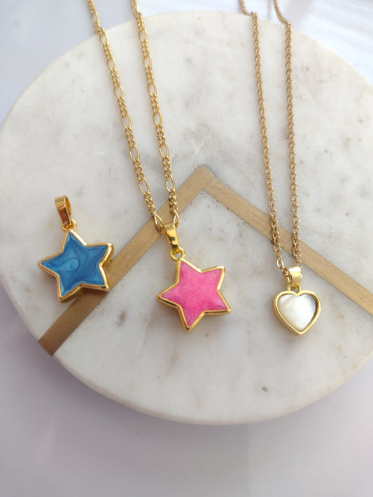 Estrella y corazón necklaces