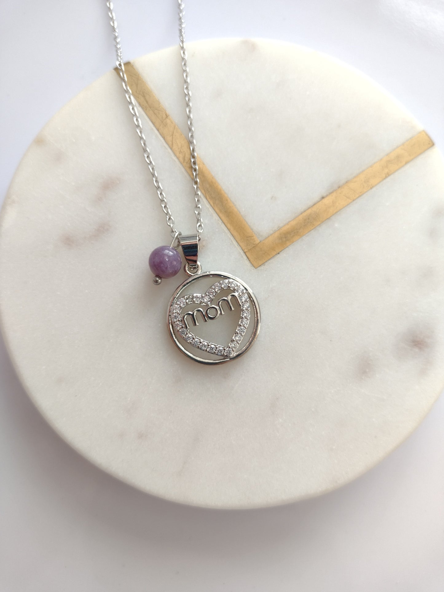 Mom plata corazon y circulo