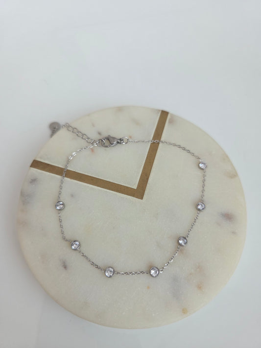 Cristales silver anklet