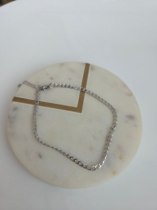 Cubana silver anklet