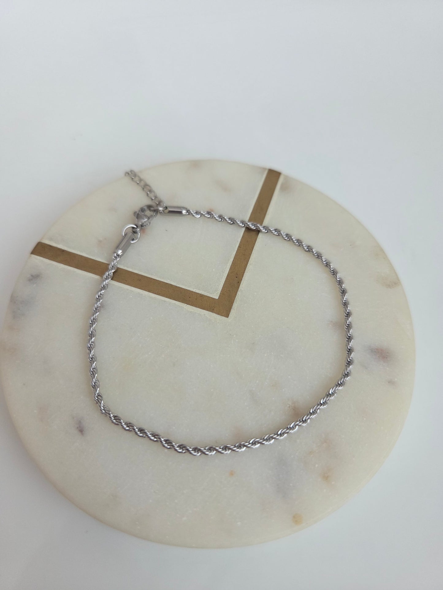 Rope silver anklet