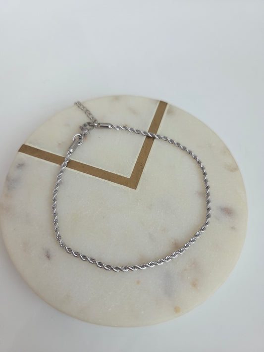 Rope silver anklet