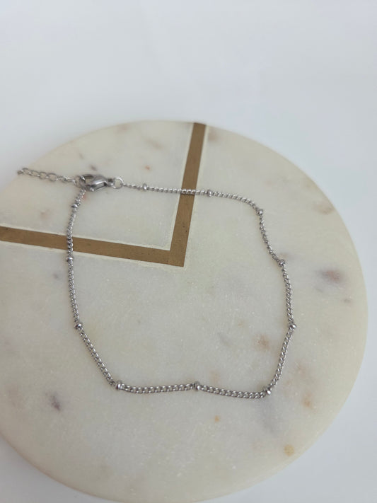 Ball silver anklet