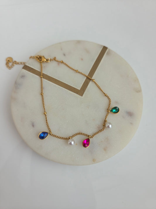 Colors & pealr anklet